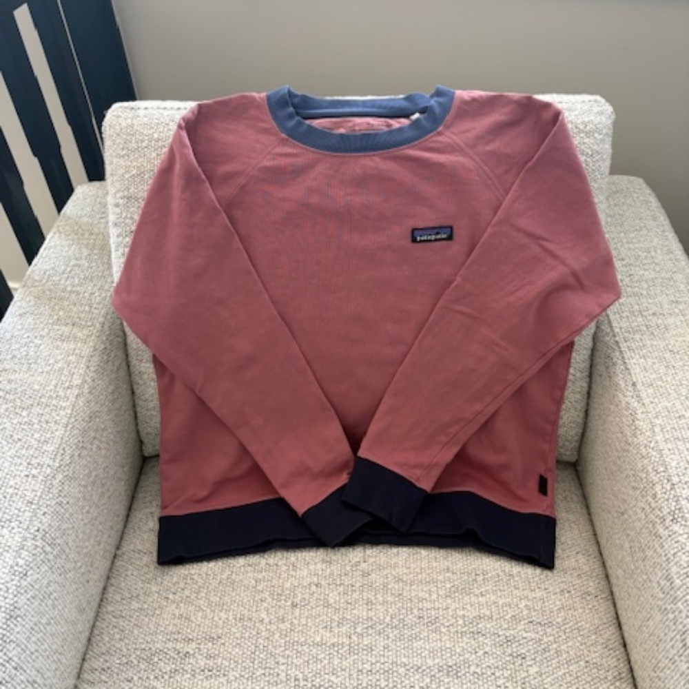 Patagonia P-6 Label Organic Crew Sweatshirt - Pink, Blue Multi